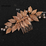 Golden Pearl Leaves Shaped Hairpins Bridal Hair Jewelry