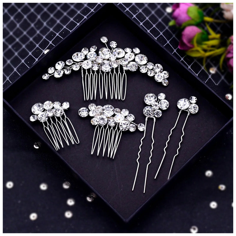 Rhinestone Flower Hair Clip Pins Headpiece Gift