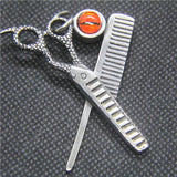 Hair Salon Scissors Stone Pendant Necklace