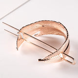 Feather Bun Cuff Leaf HairPin Set Retro Hair Pins Cage Femme Jewelry