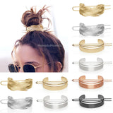 Feather Bun Cuff Leaf HairPin Set Retro Hair Pins Cage Femme Jewelry