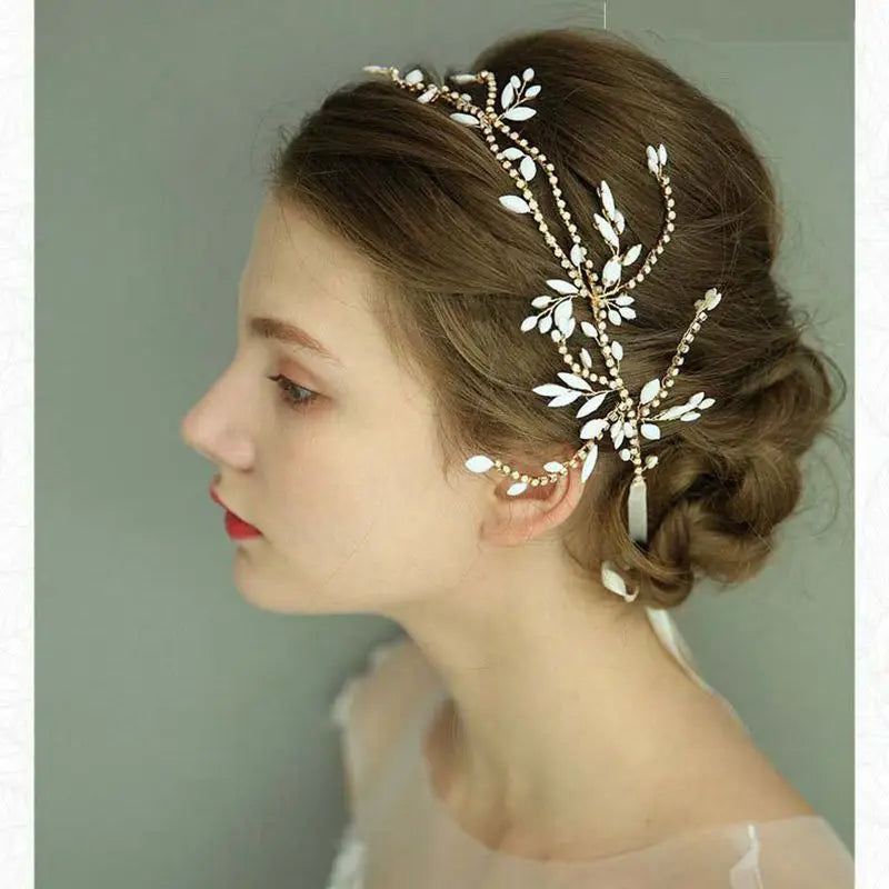 Bride Hair Accessories Wedding Hairband Bijoux Flower Ribbon D226