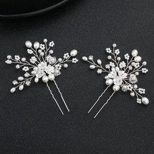 Hairpin Flower Girls Pearl Rhinestone Bridal Wedding Headdress
