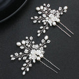 Hairpin Flower Girls Pearl Rhinestone Bridal Wedding Headdress