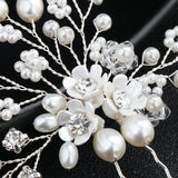 Hairpin Flower Girls Pearl Rhinestone Bridal Wedding Headdress