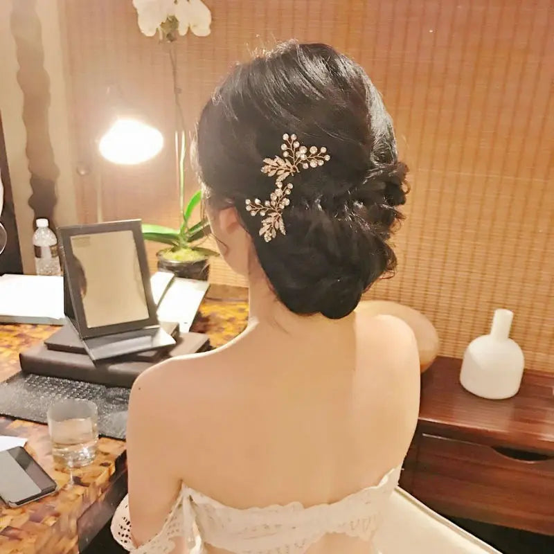 Metal Leaf Hair Accessories Vintage Rhinestones Bride Wedding Headdress