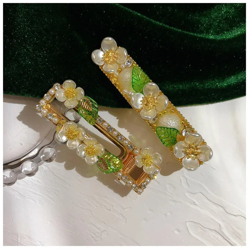 Vintage Baroque Flower Hairpin Side Clip Fine Jewelry