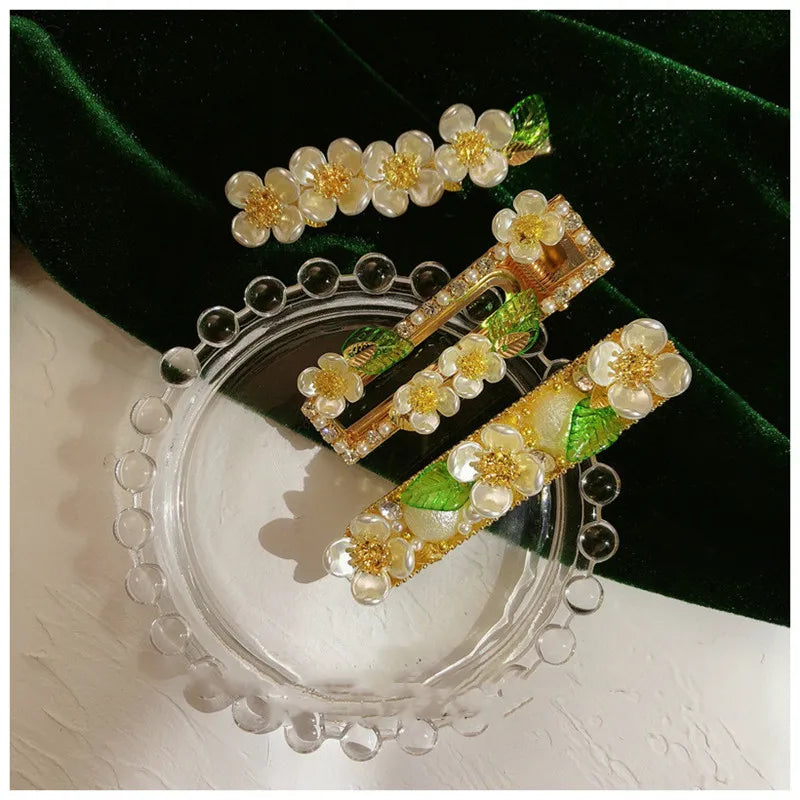 Vintage Baroque Flower Hairpin Side Clip Fine Jewelry