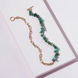 Metal Chain Green Stone Beaded Necklace Women