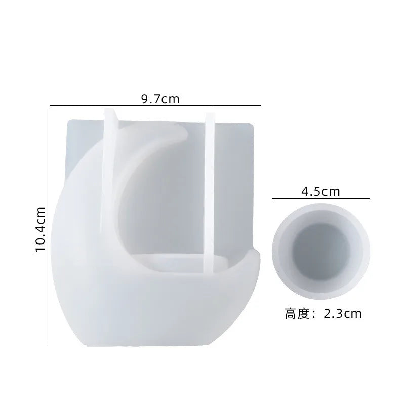 Half Moon Candle Holder Silicone Mold DIY Resin Mold