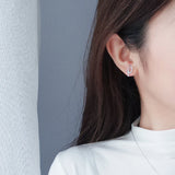 Half Moon Cat Earrings Silver Sterling 925 Women Girls Small Light Stud Earrings