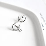 Half Moon Cat Earrings Silver Sterling 925 Women Girls Small Light Stud Earrings