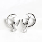 Half Moon Cat Earrings Silver Sterling 925 Women Girls Small Light Stud Earrings