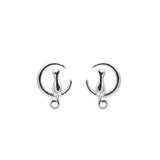 Half Moon Cat Earrings Silver Sterling 925 Women Girls Small Light Stud Earrings