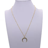925 Sterling Silver Half Moon Necklace Horn Choker Kolye Jewelry