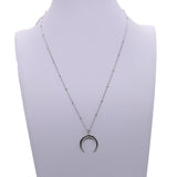925 Sterling Silver Half Moon Necklace Horn Choker Kolye Jewelry