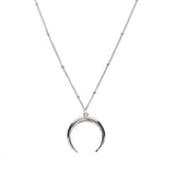 925 Sterling Silver Half Moon Necklace Horn Choker Kolye Jewelry