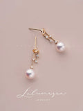 Half Moon S925 Sterling Silver Moon Tassel Pearl Earrings