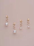 Half Moon S925 Sterling Silver Moon Tassel Pearl Earrings