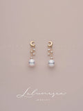 Half Moon S925 Sterling Silver Moon Tassel Pearl Earrings
