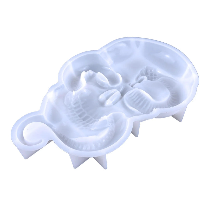 Half-D Skull Snake Silicone Mold Halloween Decoration Epoxy Resin Mold