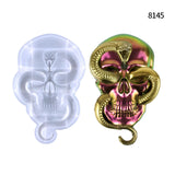 Half-D Skull Snake Silicone Mold Halloween Decoration Epoxy Resin Mold