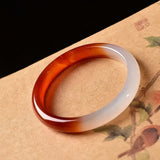 Natural Ice Mountain and River Jade Chalcedony Lucky Head Half Red and Half