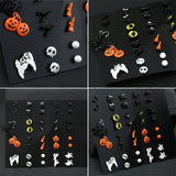 Halloween 20 Pairs Card Jack-o-lantern Stud Earrings