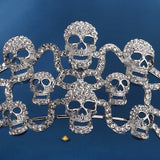 Gothic Skull Crystal Crown Silver Tiara for Women