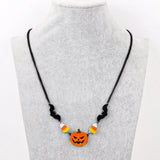 Evil Pumpkin Pendant Necklace Goth Hallowmas Bat Chains Choker