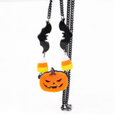 Evil Pumpkin Pendant Necklace Goth Hallowmas Bat Chains Choker