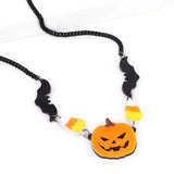 Evil Pumpkin Pendant Necklace Goth Hallowmas Bat Chains Choker