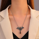 Halloween Bat Earrings Cross Pendant Necklace Set