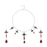 Halloween Bat Earrings Cross Pendant Necklace Set