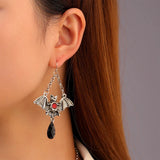 Halloween Bat Earrings Cross Pendant Necklace Set
