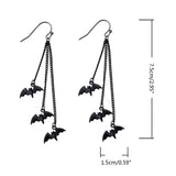 Gothic Bat Dangle Earrings Tassel Halloween Women Alloy Material