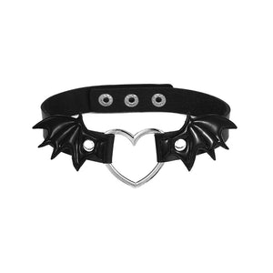 Halloween Bat Wings Choker Necklace Heart Collar Goth Jewelry