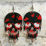 Halloween Blood Handprints Skull Acrylic Earrings
