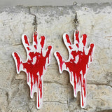 Halloween Blood Handprints Skull Acrylic Earrings