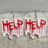 Halloween Blood Handprints Skull Acrylic Earrings