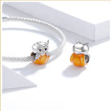 Halloween Bracelet Beads S925 Sterling Silver Skull Charm for Women