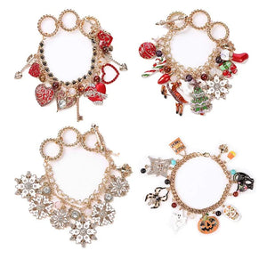 Halloween Bracelets for Women Pumpkin Love Heart Snowflake Christmas Charm Brace