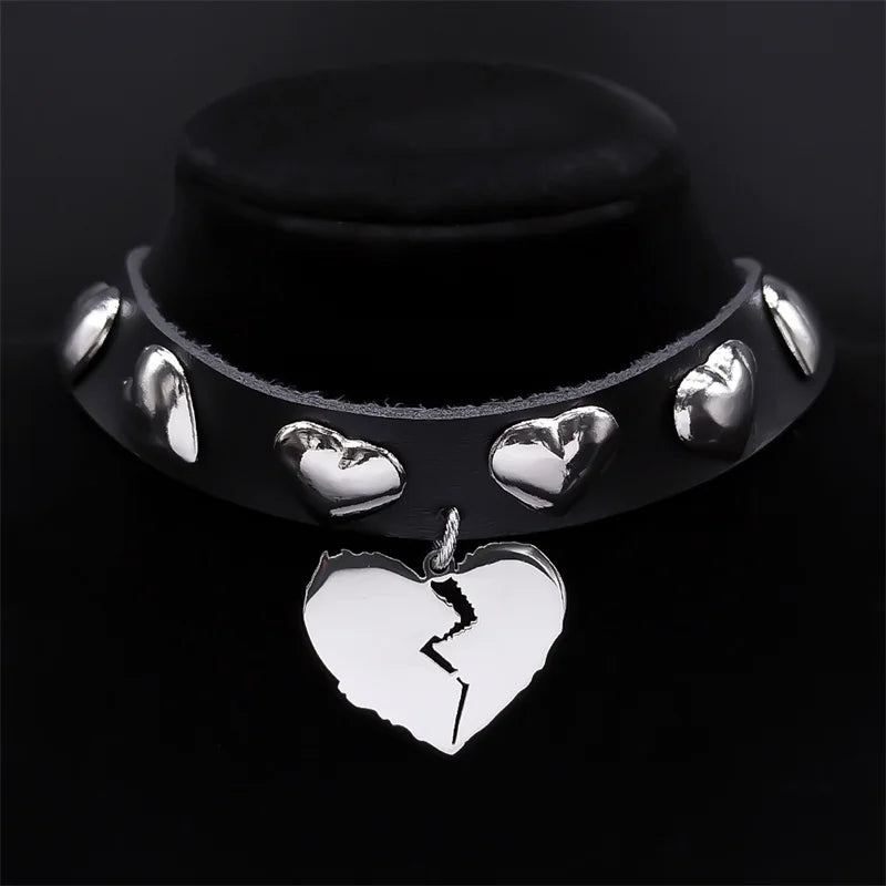 Heart Choker Necklace for Women Goth Jewelry