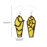 Halloween Coffin Shape Earring Hollow Bat Horror Earrings