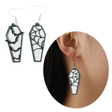 Halloween Coffin Shape Earring Hollow Bat Horror Earrings