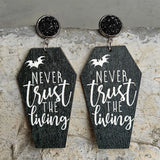 Halloween Coffin Shape Earring Wooden Grave Horror Stud Earrings