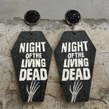 Halloween Coffin Shape Earring Wooden Grave Horror Stud Earrings