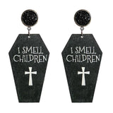 Halloween Coffin Shape Earring Wooden Grave Horror Stud Earrings