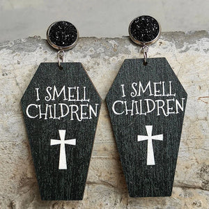 Halloween Coffin Shape Earring Wooden Grave Horror Stud Earrings