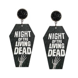 Halloween Coffin Shape Earring Wooden Grave Horror Stud Earrings